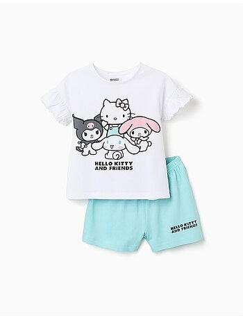 Pyjama à manches courtes en coton avec imprimé hello kitty
