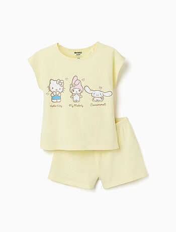 Pyjama à manches courtes en coton avec imprimé hello kitty