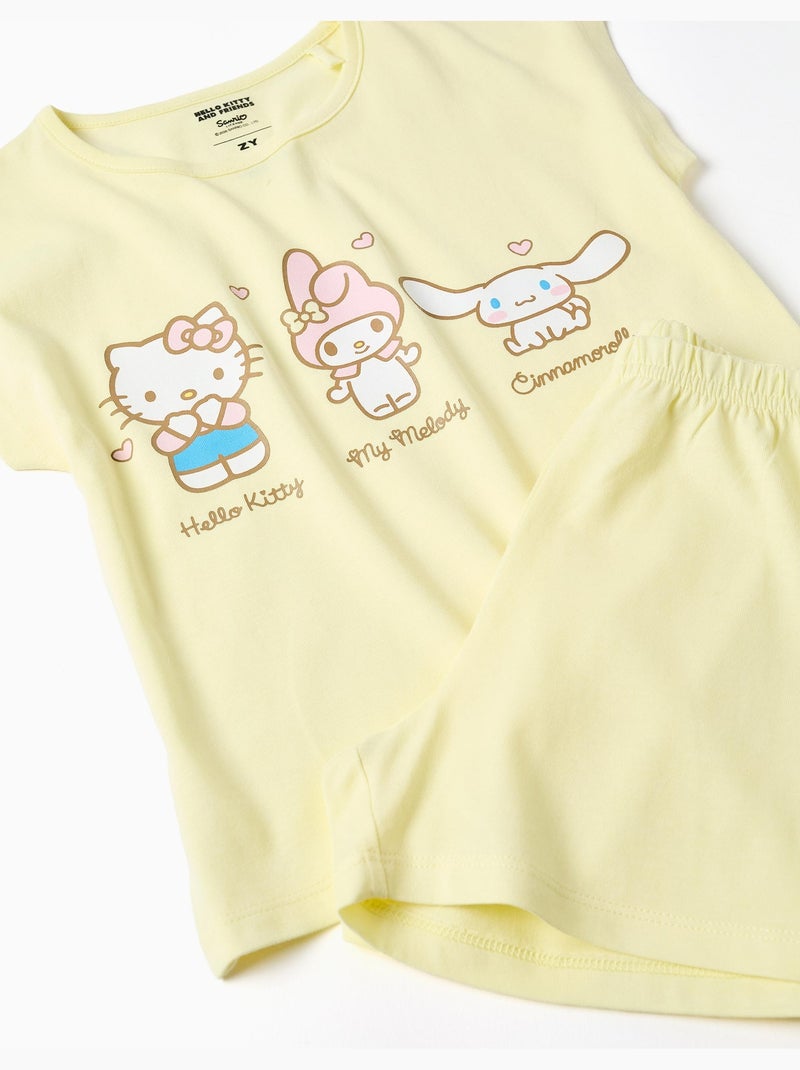 Pyjama à manches courtes en coton avec imprimé Hello Kitty Jaune clair - Kiabi
