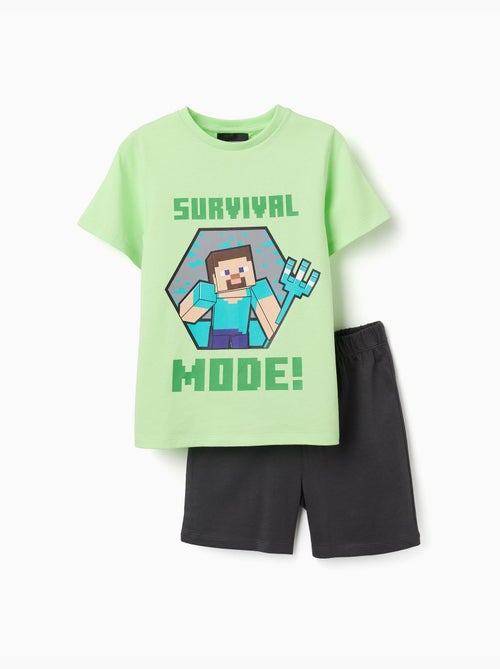 Pyjama à manches courtes en coton avec imprimé Minecraft - Kiabi Pyjama à manches courtes en coton avec imprimé Minecraft - Kiabi