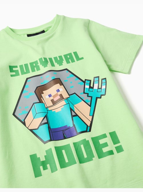 Pyjama à manches courtes en coton avec imprimé Minecraft - Kiabi Pyjama à manches courtes en coton avec imprimé Minecraft - Kiabi