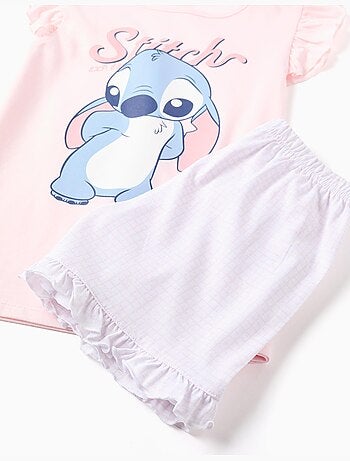 Pyjama à manches courtes en coton avec imprimé stitch