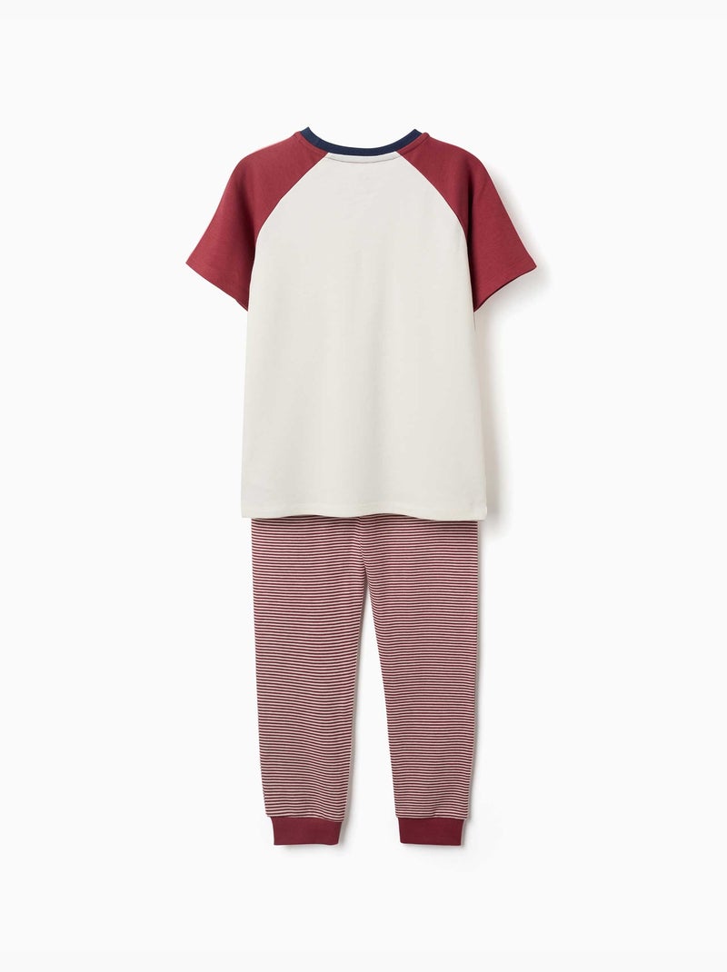 Pyjama à manches courtes en coton avec masque rembourré Rouge foncé - Kiabi