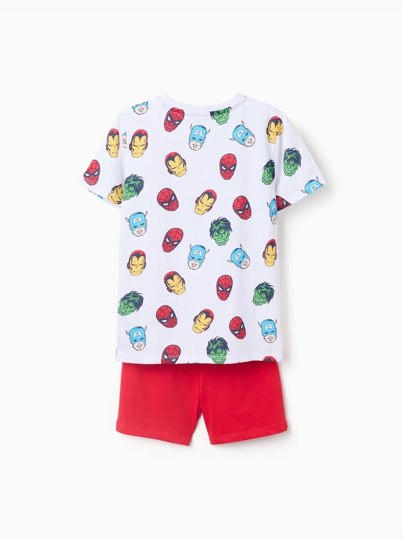 Pyjama à manches courtes en coton avec motifs Marvel Blanc - Kiabi