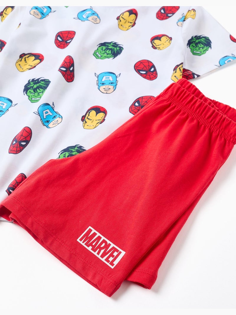 Pyjama à manches courtes en coton avec motifs Marvel Blanc - Kiabi