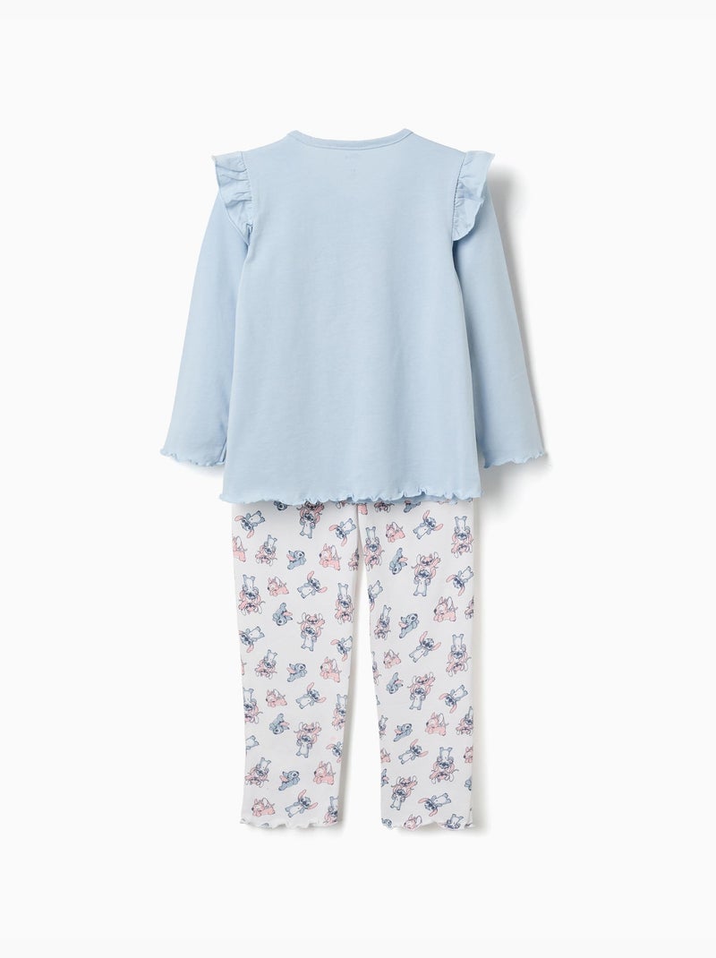 Pyjama à manches longues avec imprimé Stitch & Angel Bleu clair - Kiabi