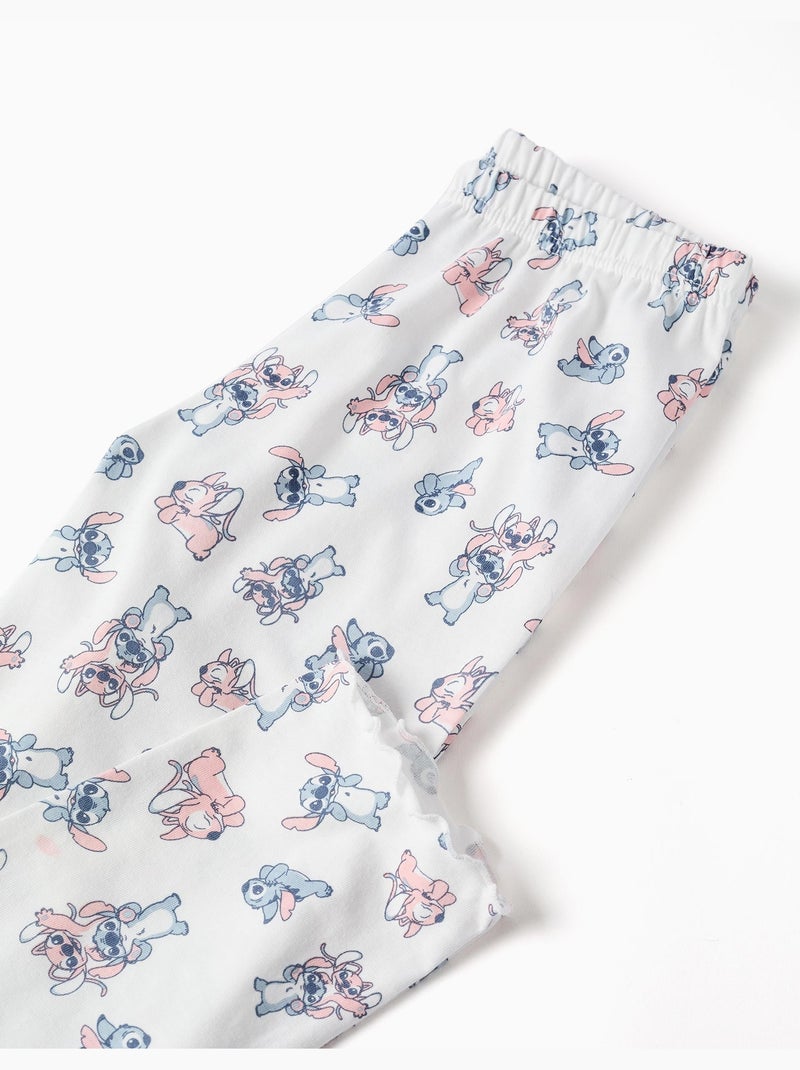 Pyjama à manches longues avec imprimé Stitch & Angel Bleu clair - Kiabi