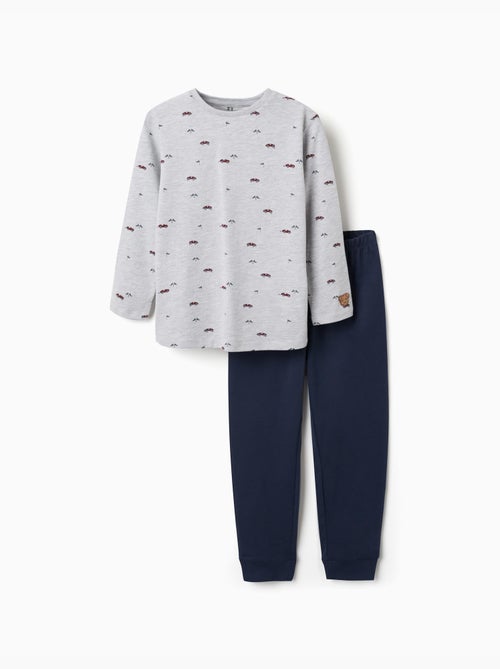 Pyjama à manches longues avec motif de voitures de course - Kiabi