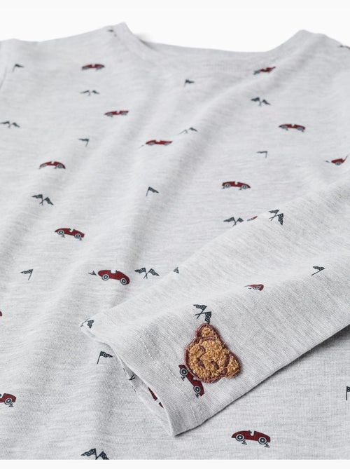 Pyjama à manches longues avec motif de voitures de course - Kiabi