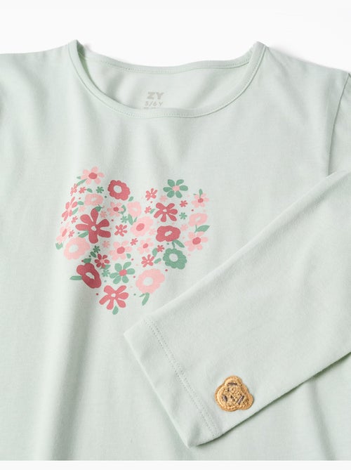Pyjama à manches longues et imprimé fleurs - Kiabi