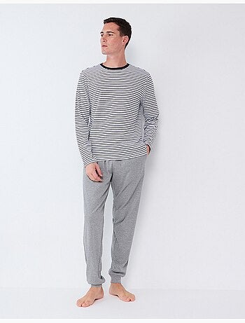 Pyjama à rayures en maille interlock, mo fashion