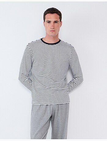Pyjama à rayures en maille interlock, mo fashion