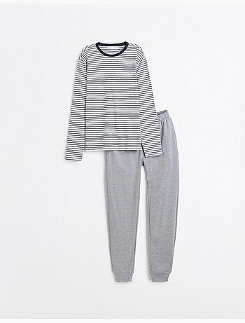 Pyjama à rayures en maille interlock, mo fashion