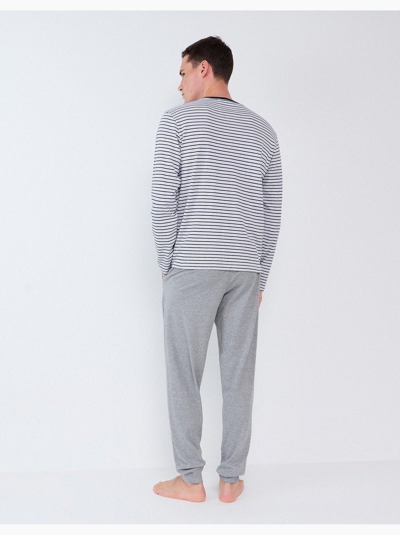 Pyjama à rayures en maille interlock, mo fashion Gris - Kiabi