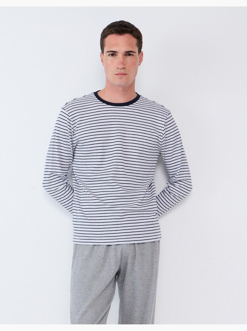 Pyjama à rayures en maille interlock, mo fashion Gris - Kiabi