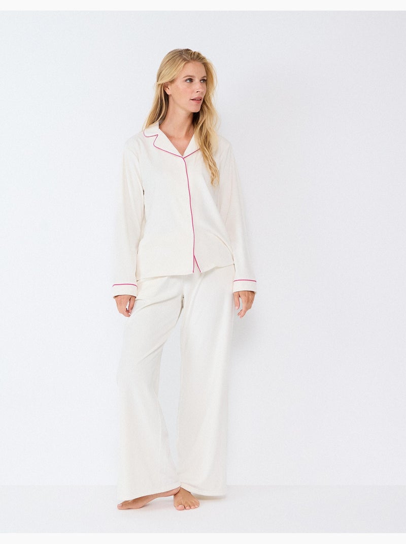 Pyjama avec passepoil, mo fashion Blanc - Kiabi