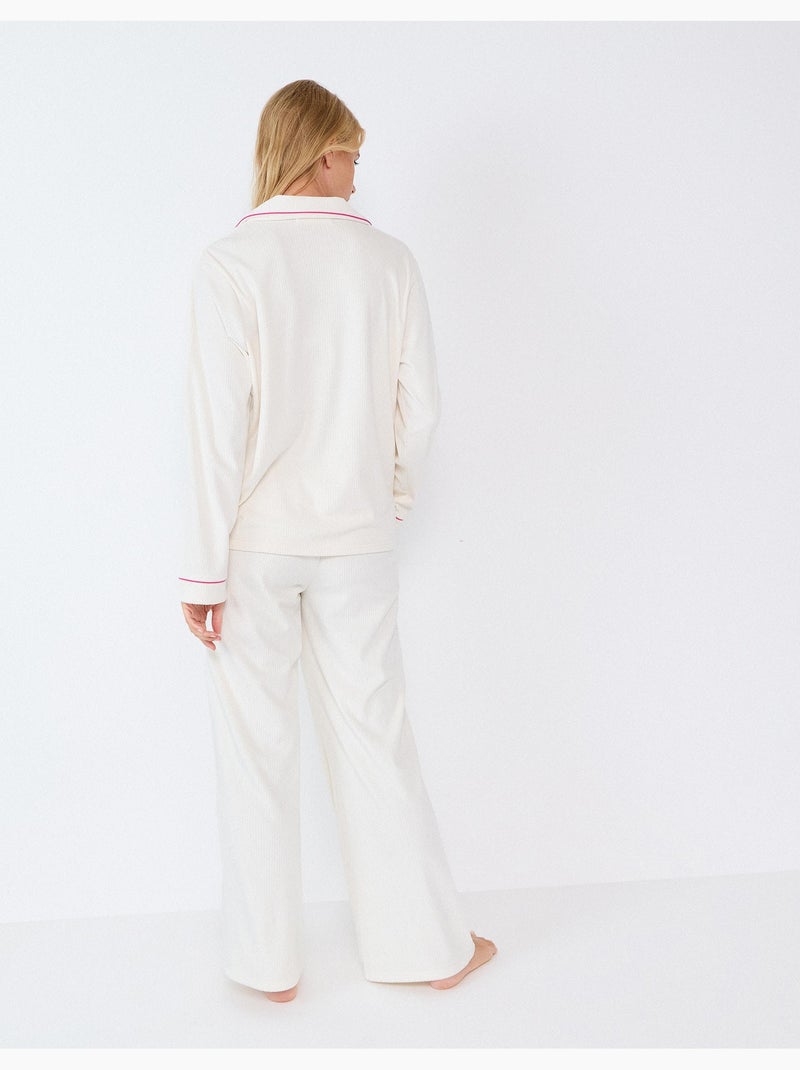 Pyjama avec passepoil, mo fashion Blanc - Kiabi