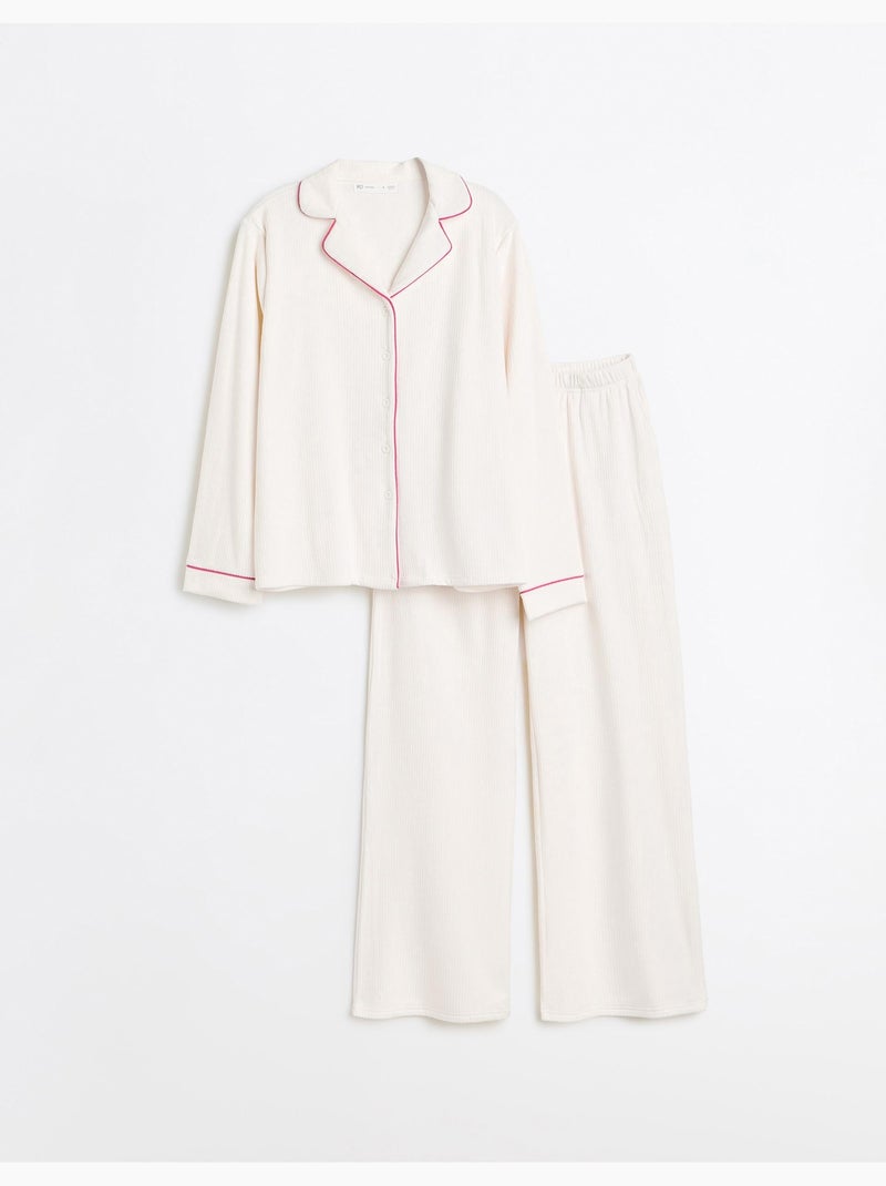Pyjama avec passepoil, mo fashion Blanc - Kiabi