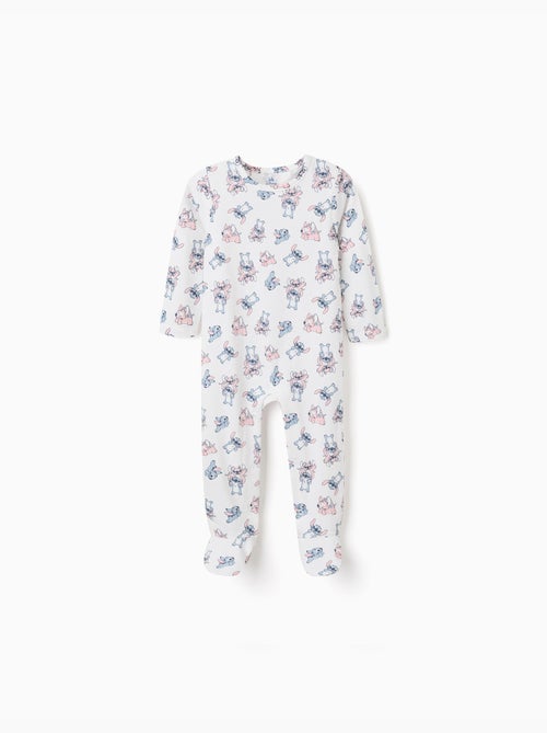 Pyjama avec pieds en coton avec motif stitch - Kiabi