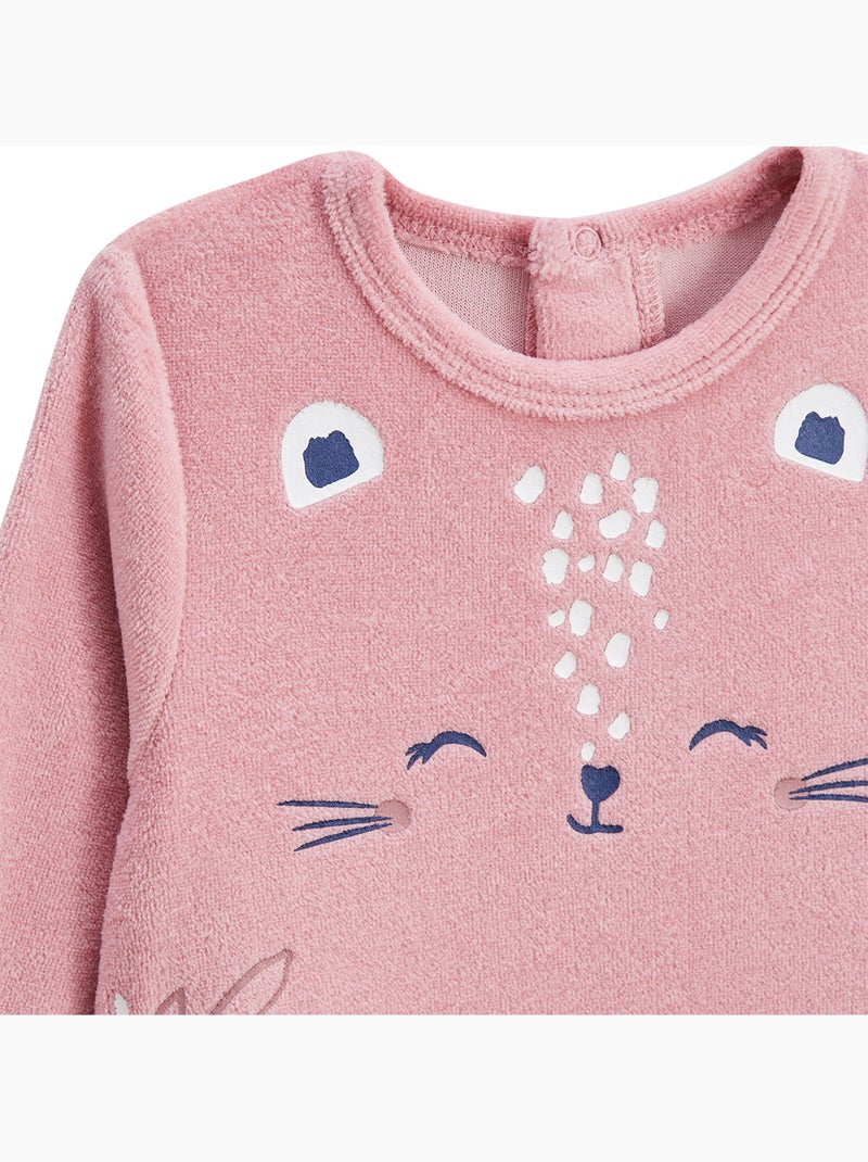 Pyjama b?b? en velours C?leste Rose - Kiabi