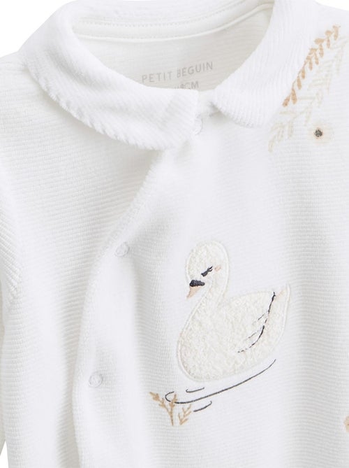 Pyjama b?b? en velours ouverture crois?e Perle - Kiabi