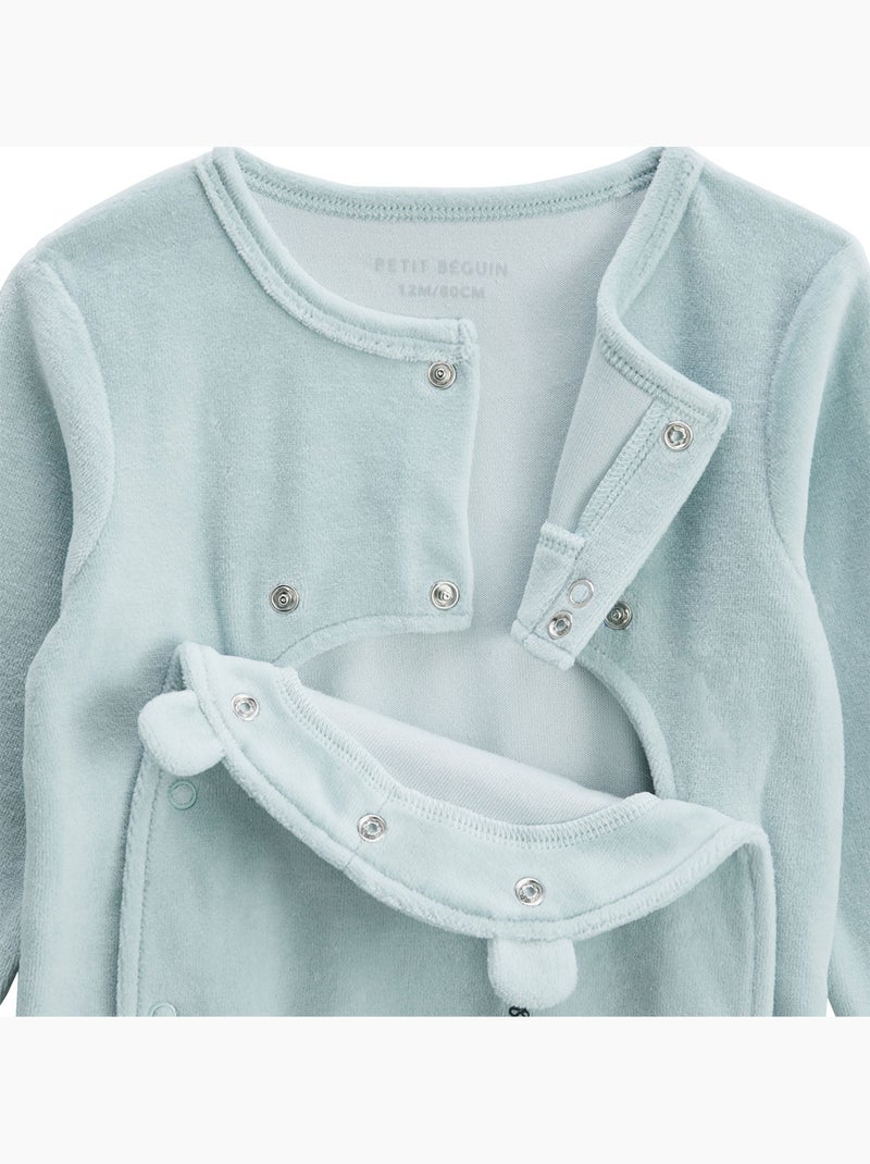Pyjama b?b? en velours ouverture pont Elio Bleu - Kiabi