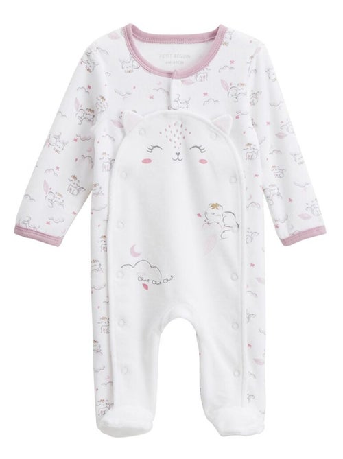 Pyjama b?b? en velours ouverture pont Miss Chatchatchat - Kiabi