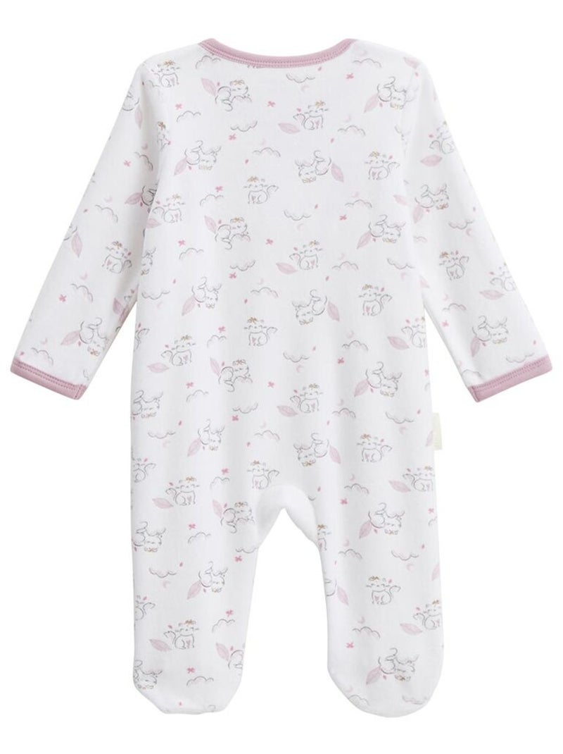 Pyjama b?b? en velours ouverture pont Miss Chatchatchat Ecru - Kiabi