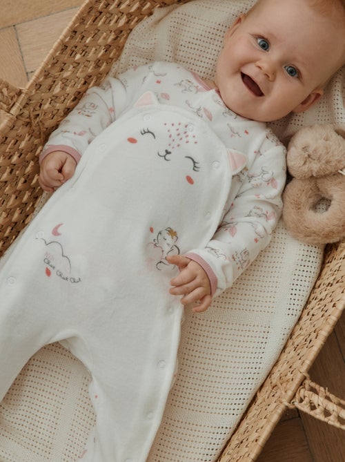 Pyjama b?b? en velours ouverture pont Miss Chatchatchat - Kiabi