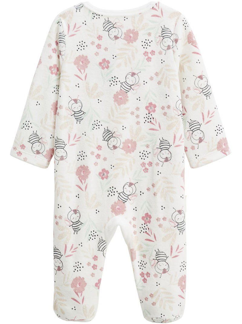 Pyjama b?b? en velours ouverture pont Mya Ecru - Kiabi