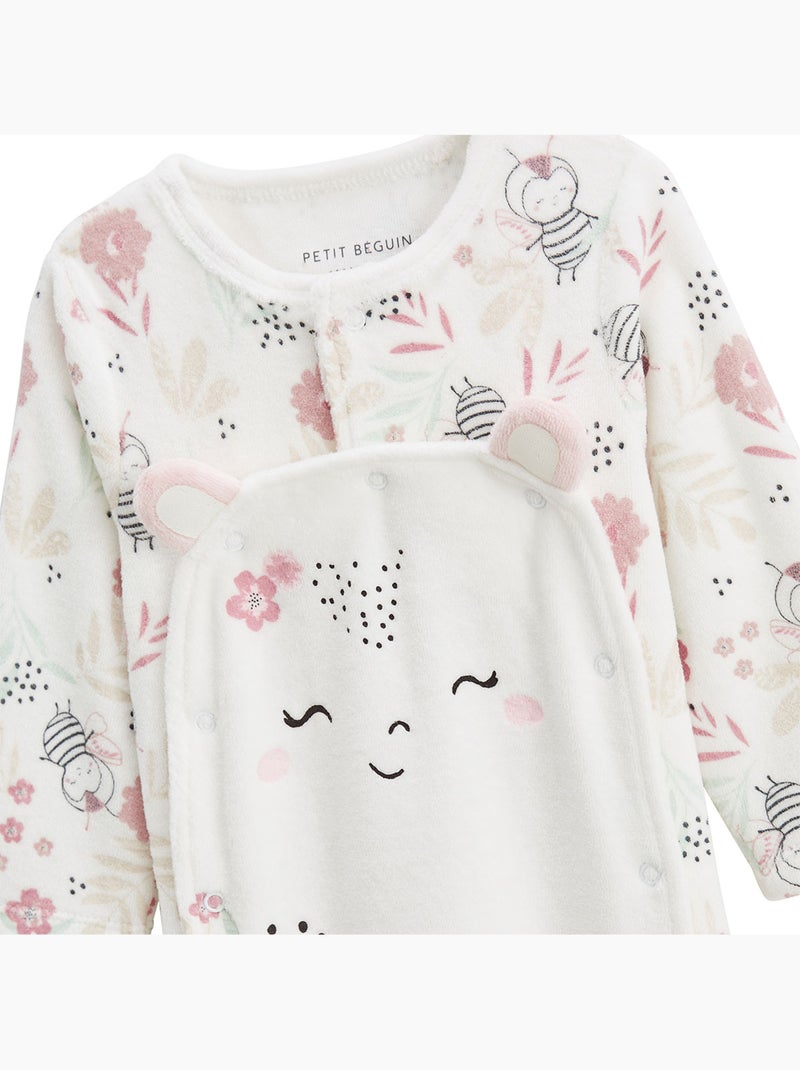 Pyjama b?b? en velours ouverture pont Mya Ecru - Kiabi