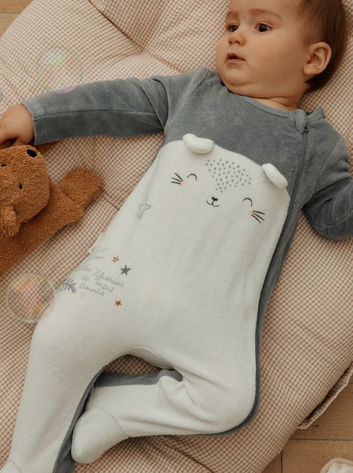 Pyjama b?b? en velours ouverture zipp?e R?verie - Kiabi