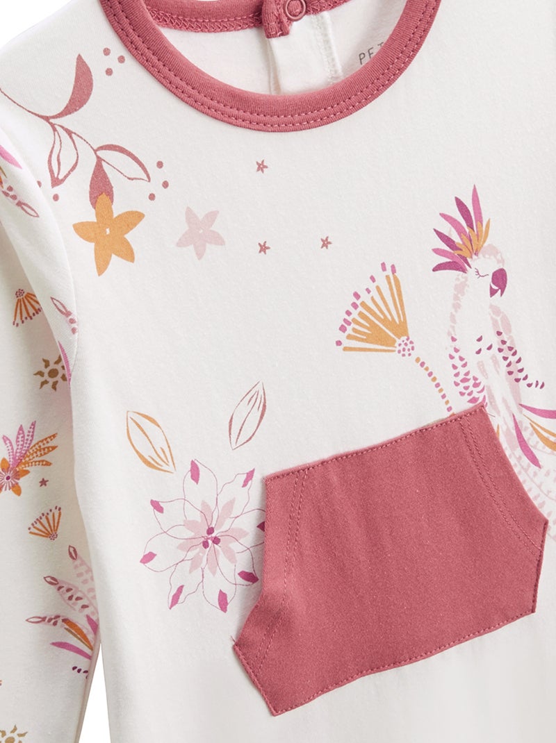 Pyjama b?b? ? pieds retroussables Fiesta Rose fonc? - Kiabi