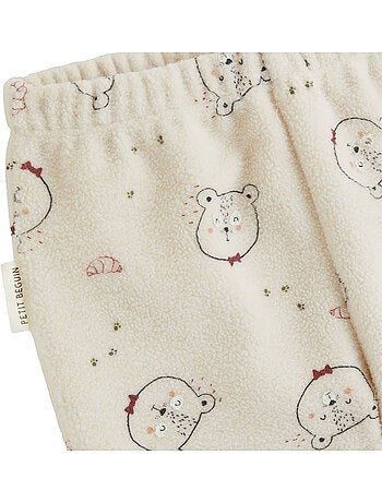Pyjama bébé 2 pièces en polaire avec pieds retroussables pistache
