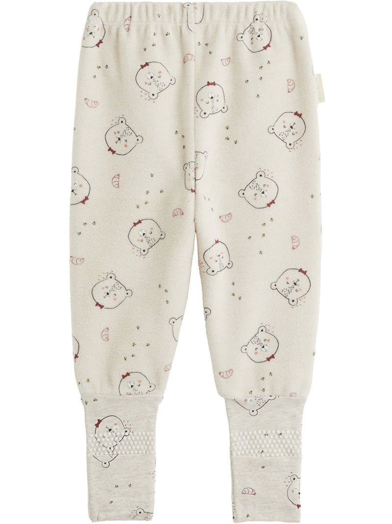 Pyjama bébé 2 pièces en polaire avec pieds retroussables pistache Kaki - Kiabi