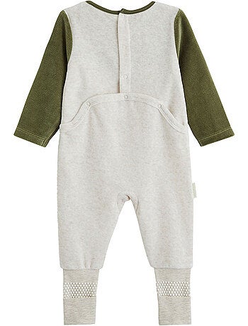 Pyjama bébé avec pieds retroussables en velours pistache