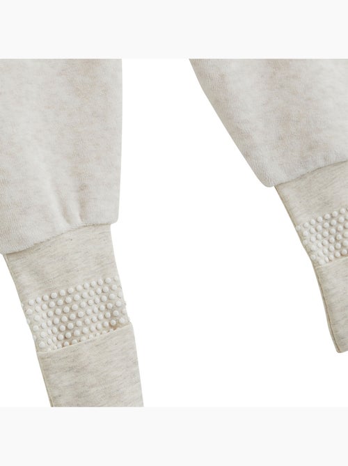 Pyjama bébé avec pieds retroussables en velours pistache - Kiabi