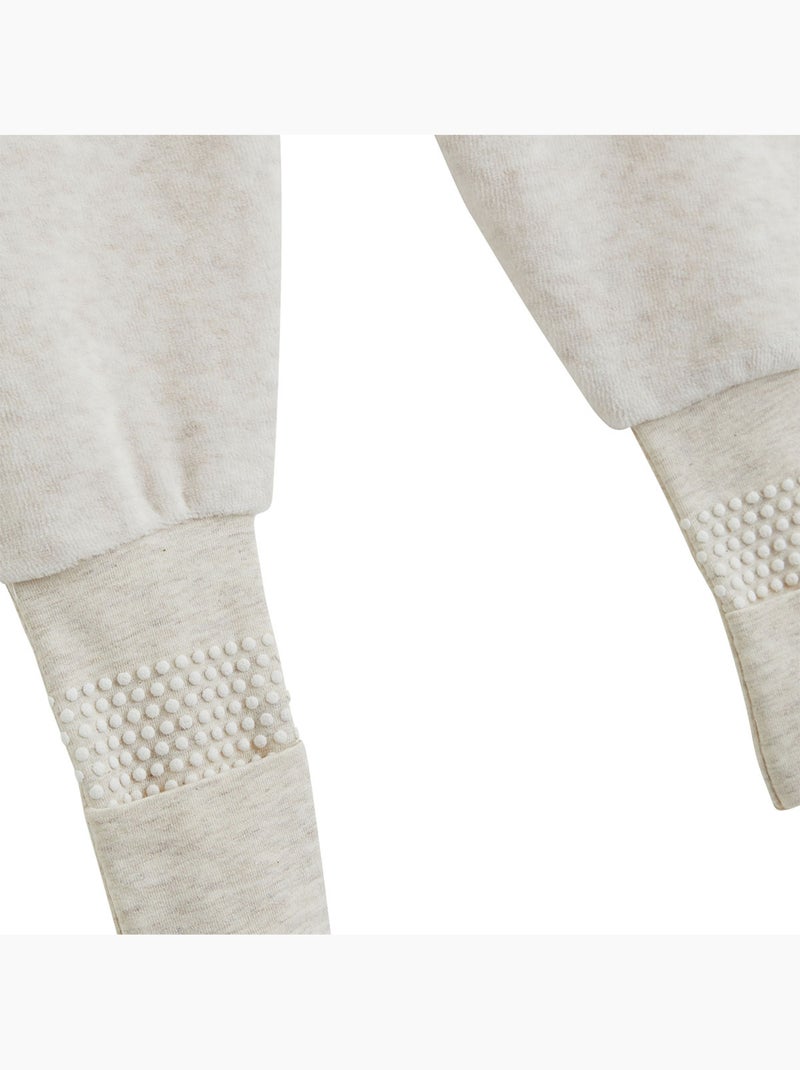 Pyjama bébé avec pieds retroussables en velours pistache Beige - Kiabi