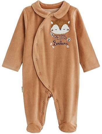 Pyjama bébé en velours côtelé caramel