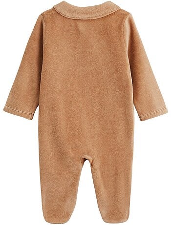 Pyjama bébé en velours côtelé caramel