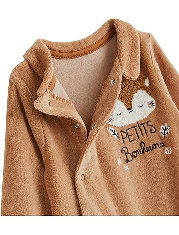 Pyjama bébé en velours côtelé caramel