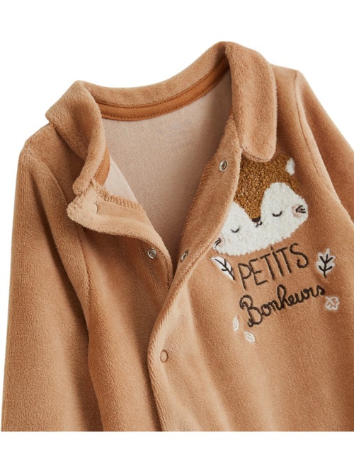 Pyjama bébé en velours côtelé caramel - Kiabi