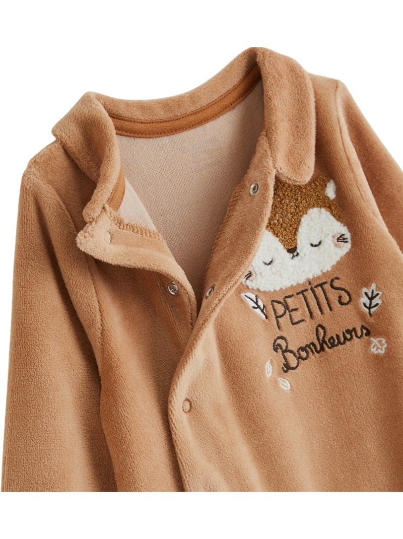 Pyjama bébé en velours côtelé caramel Marron - Kiabi