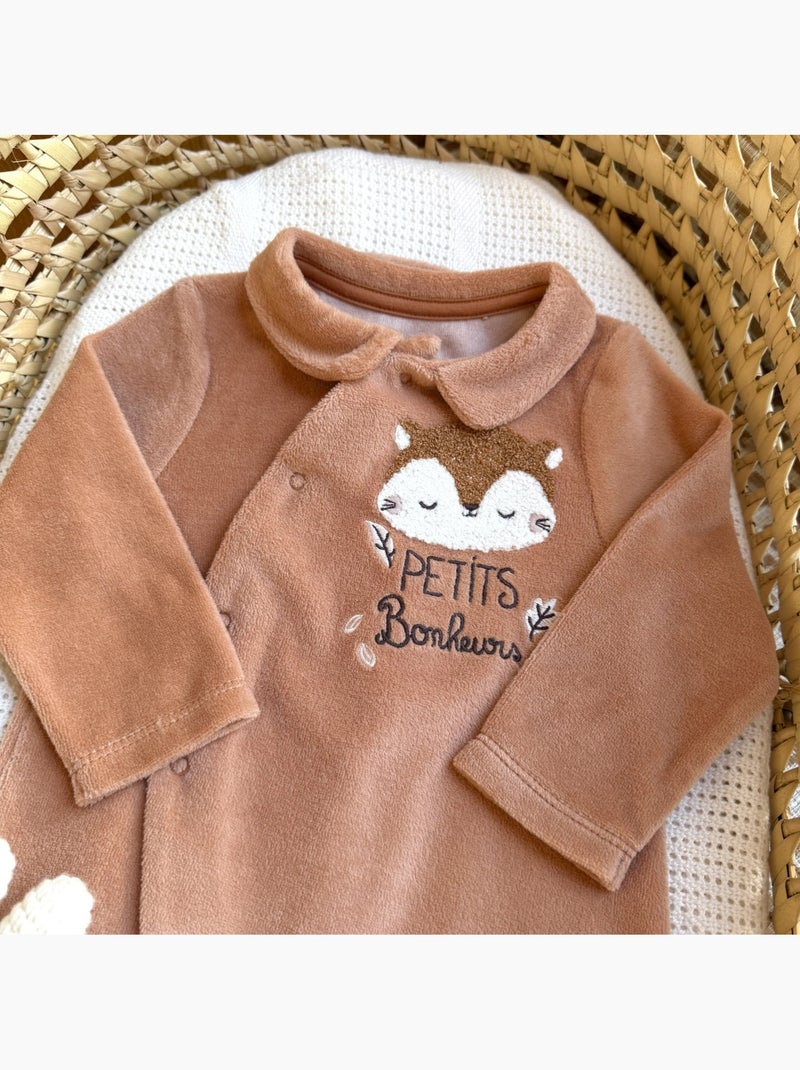 Pyjama bébé en velours côtelé caramel Marron - Kiabi