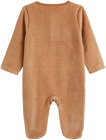 Pyjama bébé en velours côtelé ouverture pont caramel