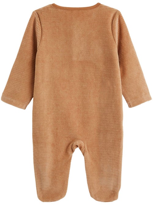 Pyjama bébé en velours côtelé ouverture pont caramel - Kiabi