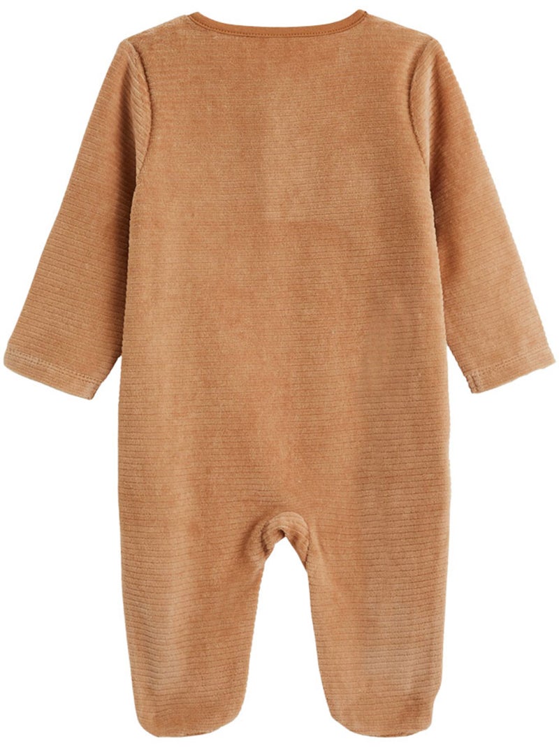 Pyjama bébé en velours côtelé ouverture pont caramel Marron - Kiabi