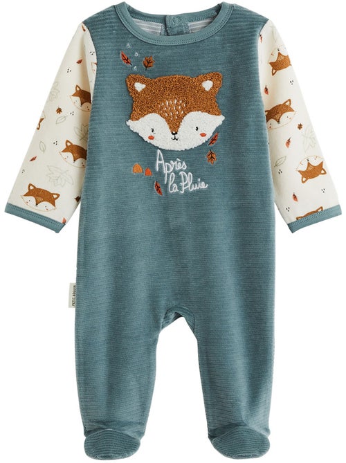 Pyjama bébé en velours ginkgo - Kiabi