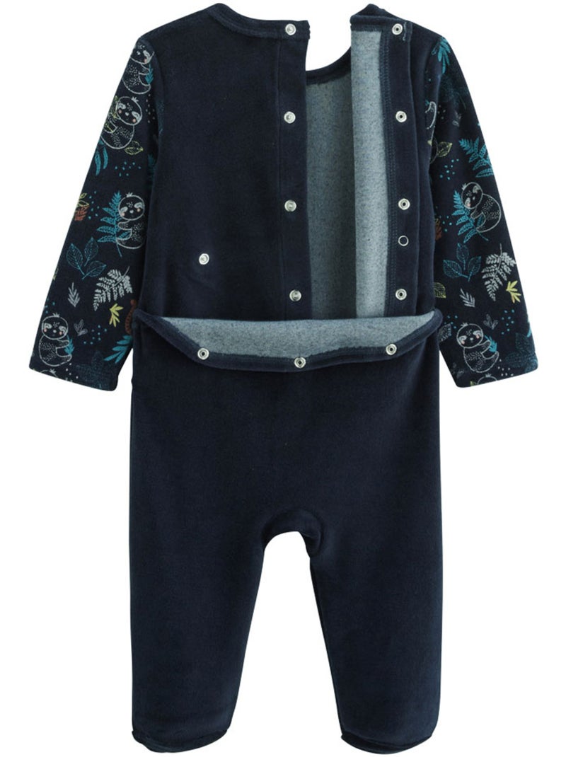 Pyjama bébé en velours jungle friends Bleu - Kiabi