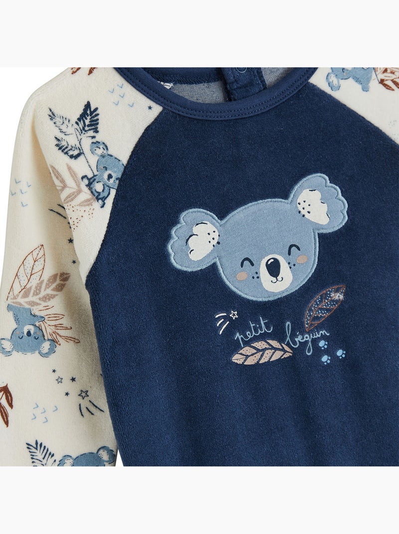 Pyjama bébé en velours mathéo Bleu - Kiabi